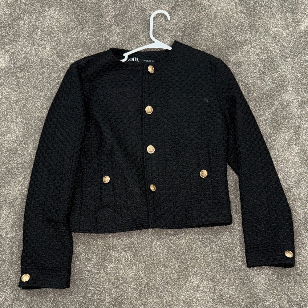 Zara Black Blazer with Gold Buttons